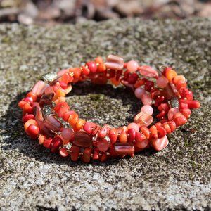 [5/$25] Coral Shell Stone Wrap Bracelet